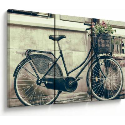 Obraz - Vintage kolo s kvetinami, trojdielne 120x80 cm