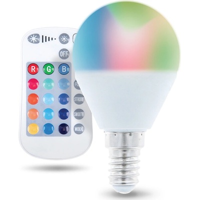 Forever Light LED žiarovka E14, RGB+W, 5W, 250lm, G45, s diaľkovým ovládaním [RTV003566]