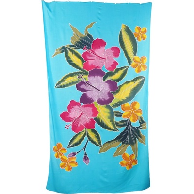 Pareo Sarong Bali Flowers 02 200 x 118 cm Barva: Modrá světlá