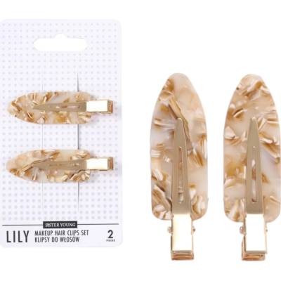 Spony do vlasov s podložkami Sister Young Lily Makeup Hair Clips Set - 6 cm, 2 ks - krémovo-béžové