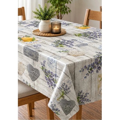 Obrus PVC DOW883, metráž, 20 m x 140 cm, provensálský vzor s levanduľou a citrónmi, IMPOL TRADE