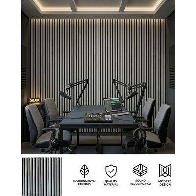 Akustické stěnové 3D panely - dřevěné lamely protihlukový obklad 270 x 60 cm - ELIO