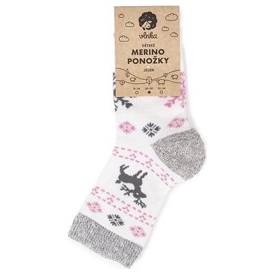 Merino Vlnka Dětské ponožky jelen růžová – Hledejceny.cz