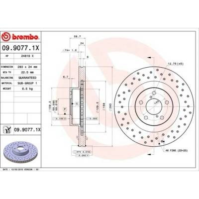 BREMBO brzdový kotúč 09.9077.1X, súprava 2 ks