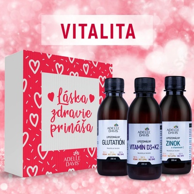 Adelle Davis Láska Zdravie Prináša balíček VITALITA Lipozomálny Vitamín D3+K2 200 ml + Lipozomálny Zinok s Vitamín C 200 ml + Lipozomálny Glutatión 200 ml