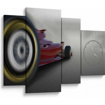 Obraz - Formule (s hodinami), Čtyřdílný 110x75 cm s hodinami