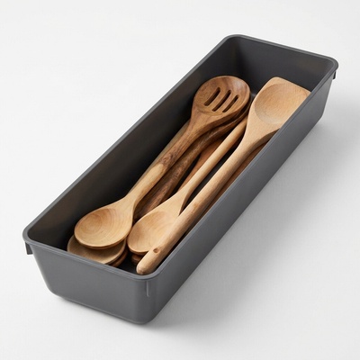 Goodhome Organizér do šuplíku, do kuchyně, příborník - NITAKI šedý plast 10 x 43 cm – Hledejceny.cz