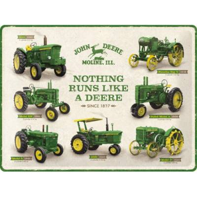 Nostalgic-Art Plechová cedule: John Deere (Model Chart) - 40x30 cm