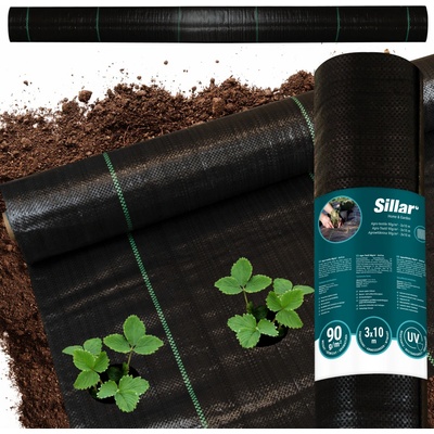 Sillar Silná agrotkanina proti plevelům černá zahradní rohož UV 90g/m2 3x10m