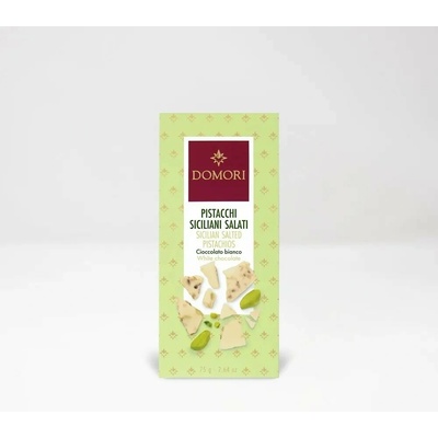 Domori Anthology biela čokoláda s kakaom Criollo a so solenými pistáciami zo Sicílie 75 g