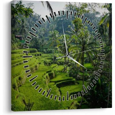 Obraz rýžových teras Tegalalang, Bali (s hodinami), jednodílný 30x30 cm s hodinami