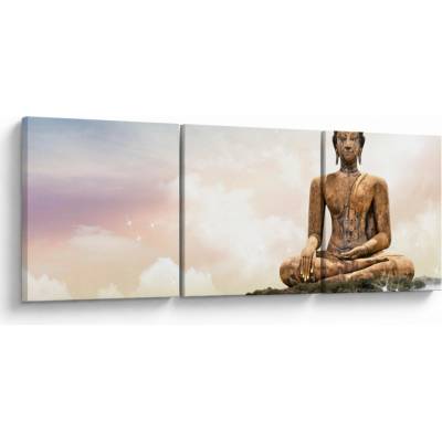 Obraz - Budha dozerajúci na zemi, trojdielne 90x30 cm