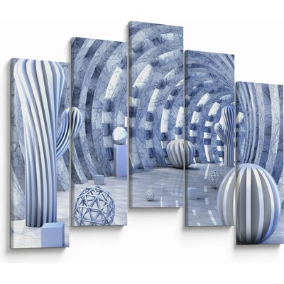 Obraz - 3D abstrakcia, päťdielne 125x90 cm