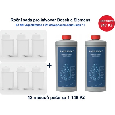 Wessper AquaIntense Bosch 6 ks + 2 ks odvápňovač AquaClean 1 l – Hledejceny.cz
