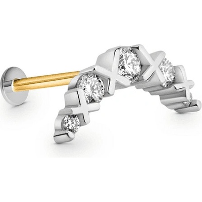 DF Piercingová náušnice Labreta 6028 z bílého zlata, s brilianty 10