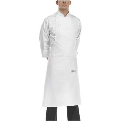 Egochef Bílá zástěra ke krku s kapsou E-6103001N