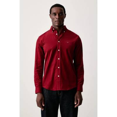Tommy Hilfiger pánska menčestrová košeľa MW0MW40486 burgundské