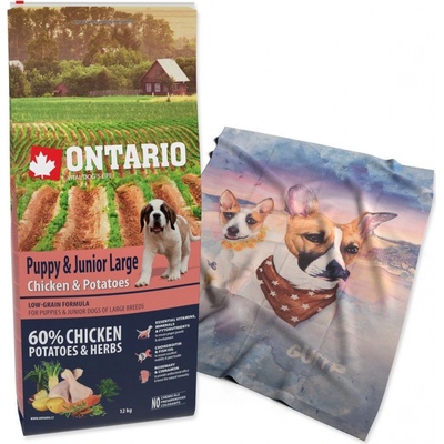 Ontario Puppy & Junior Large Chicken & Potatoes & Herbs 12 kg – Hledejceny.cz