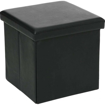 Atmosphera Pouf z umělé kůže 2 v 1 s úložným prostorem, podnožka - černá 121266A černá
