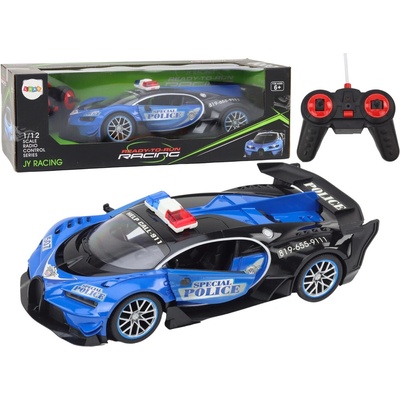 Lean Toys 19626 Dálkově ovládané RC policejní auto v měřítku modrá 1:12
