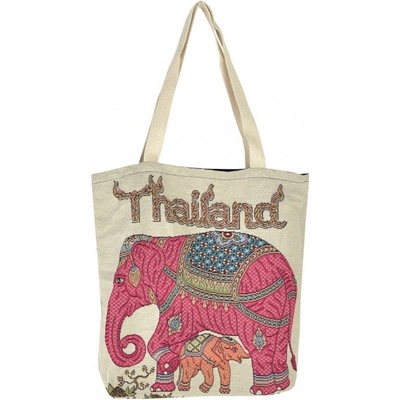 Taška malá Suchin slon ružový biela Thailand