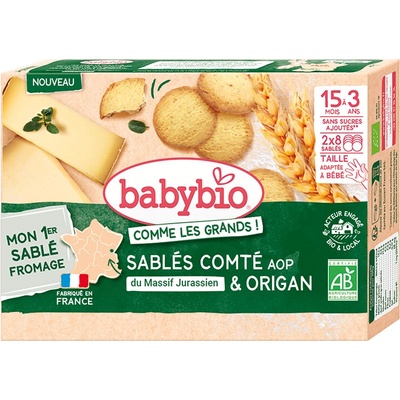 BABYBIO Křehké sušenky se sýrem Sablé Comté a oregánem 72 g