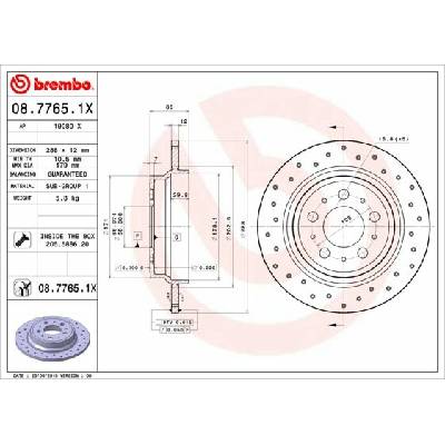 BREMBO brzdový kotúč 08.7765.1X, súprava 2 ks