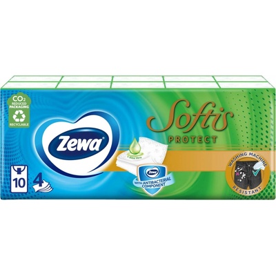 Zewa Softis Protect papierové vreckovky 4-vrstvové 10 x 9 ks