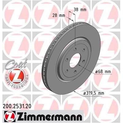 ZIMMERMANN Brzdový kotúč 200253120