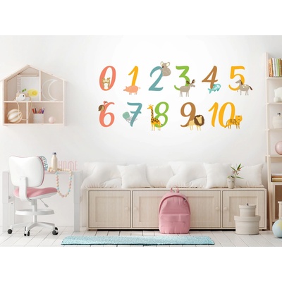 Nalepte.cz Barevná čísla textilní přelepitelné samolepky na zeď arch 46 x 21 cm – Hledejceny.cz