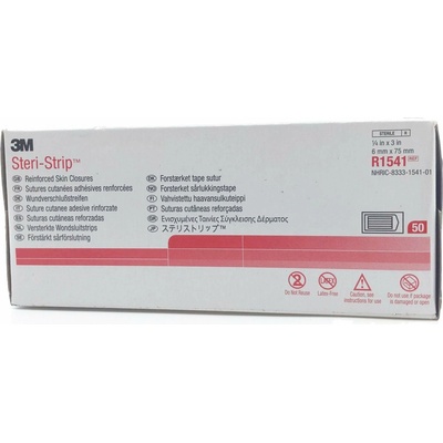 3M Steri-Strip zpevněné náplasťové stehy 0,6 cm x 7,5 cm 50 ks