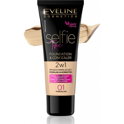 Eveline Cosmetics Selfie Time Make-up a korektor 2 v 1 01 porcelain 30 ml
