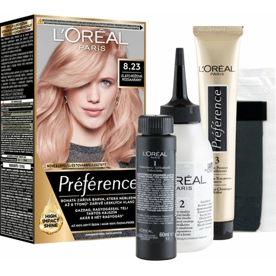 L'Oréal Préférence 8.23 Shimmering Rose barva na vlasy 60 ml