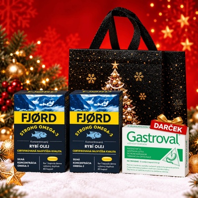 FJORD Strong Omega-3 rybí olej, 2x 80 kapsúl vo vianočnej taške