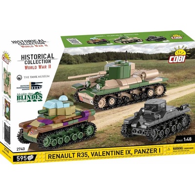 COBI 2740 World War II Set tank Renault R35, Valentine IX a Panzer I 1:48
