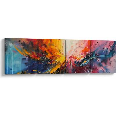 Obraz - Farebná abstrakcia, štvordielne 160x40 cm