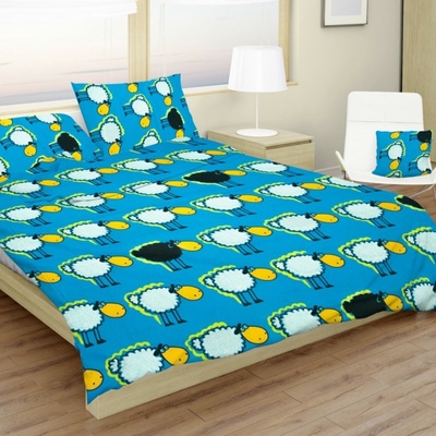 TiaHome obliečky Ovečky modré 130x90 cm 65x45 cm