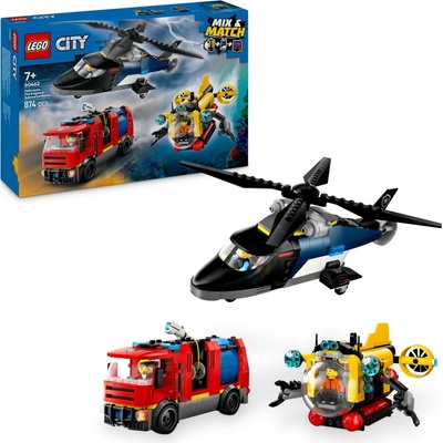 LEGO® City 60462 Remix: Helikoptéra, hasičský vůz a ponorka