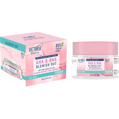 Victoria beauty Vegan Blemish Out AHA BHA Matující pleťový krém pro mastnou a problematickou pleť 50 ml