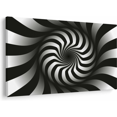 Abstraktní obraz černobílé spirály, jednodílný 120x80 cm