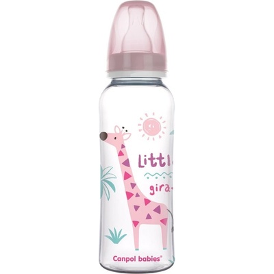 Canpol Babies lahvička s potiskem Žirafka růžová 250 ml