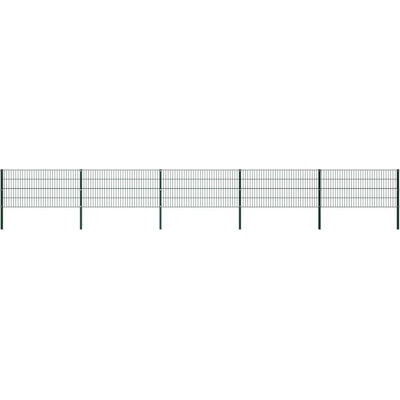 Železný plotový panel se sloupky, 8,5 x 0,8 m, zelený