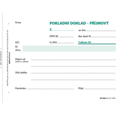 Optys 1068 Pokladní doklad - příjmový – Hledejceny.cz