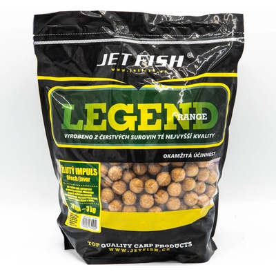 Jet Fish Boilies Legend Range 1 kg 20 mm ŽLUTÝ IMPULS Ořech Javor