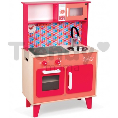 Janod elektronická dřevéná kuchyňka Spicy Cooker 06573 červená