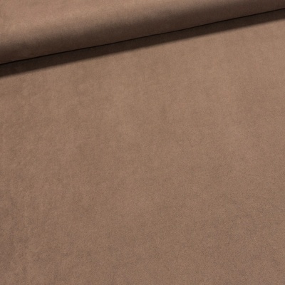 Polyesterový úplet 8010-007 UNI jednobarevný světle hnědý, vzhled broušené kůže, š.150cm (látka v metráži)
