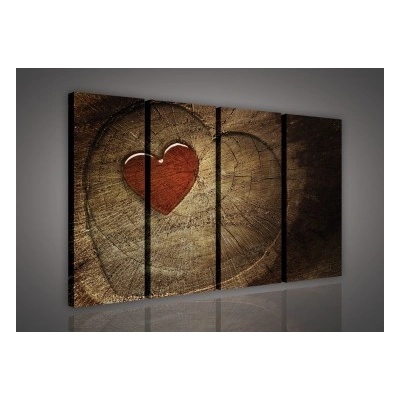 Obraz na plátne viacdielny - OB3332 - Drevené srdce 120cm x 80cm - S7