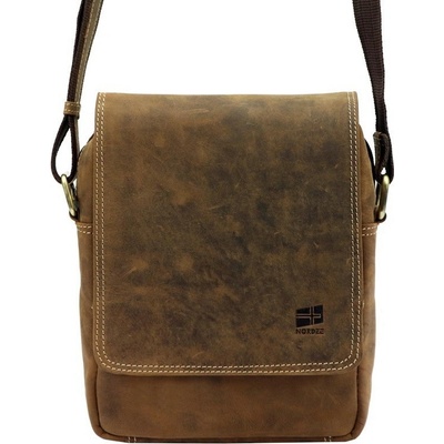 Středně velká pánská kožená Crossbody taška Nordee GM03 hnědá