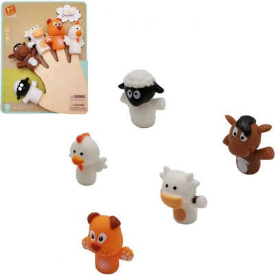 Teddies maňásek prstový zvířátko domácí farma guma 5 cm na kartě 16 x 20,5 cm