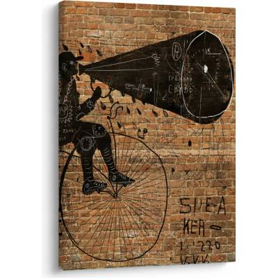 Obraz - Muž na bicykli v Banksyho štýle, jednodielny 50x70 cm